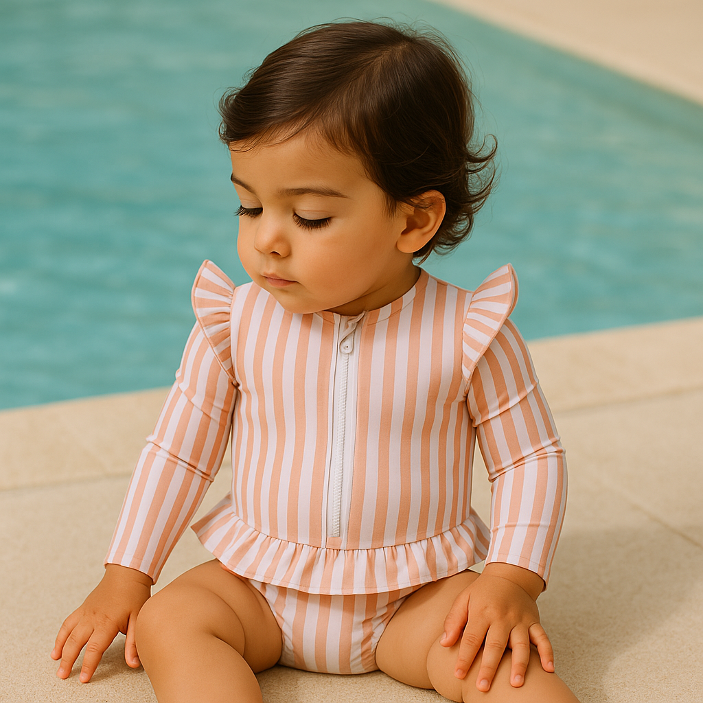 Gentle Nest swimwear hero image - Seaside Swim Set - Pink stripes