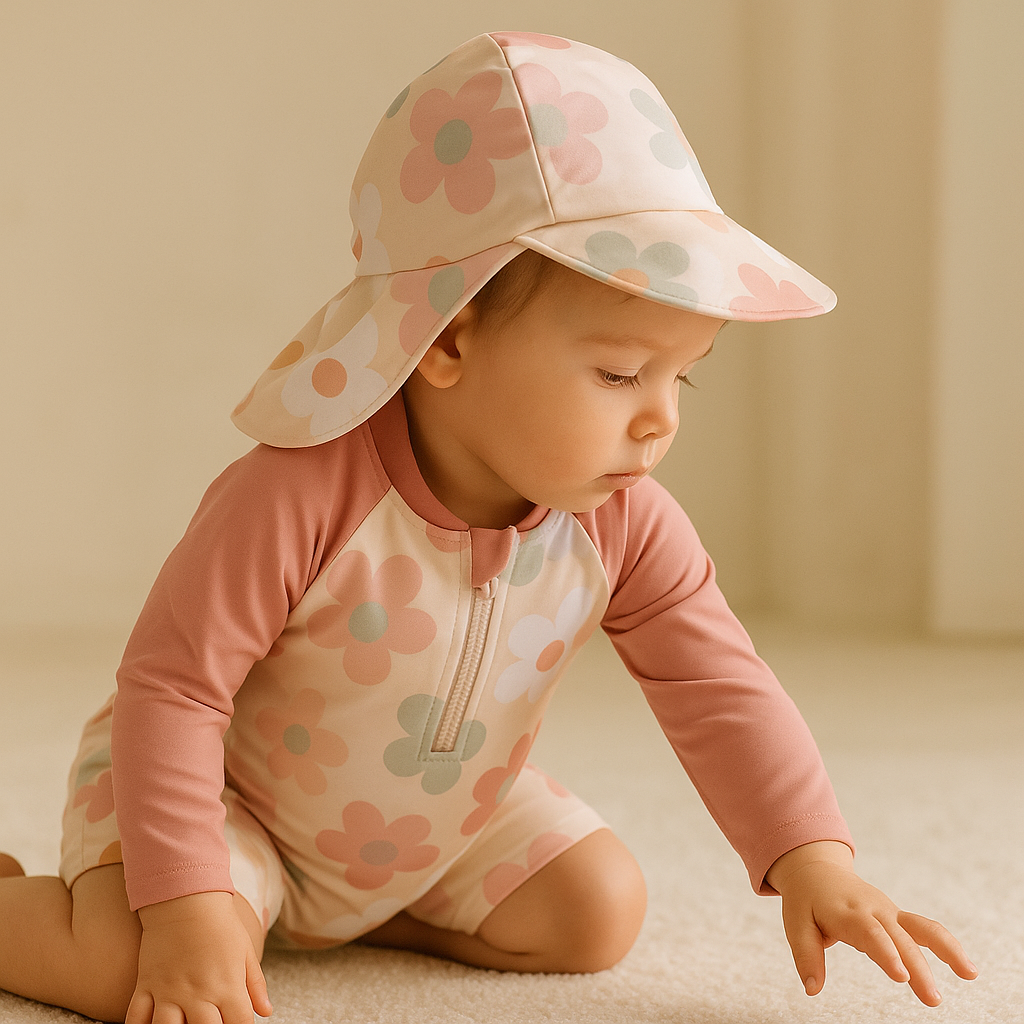 Gentle Nest AI hero image - Floral Zip-Up Baby Swimwear Set - Pink