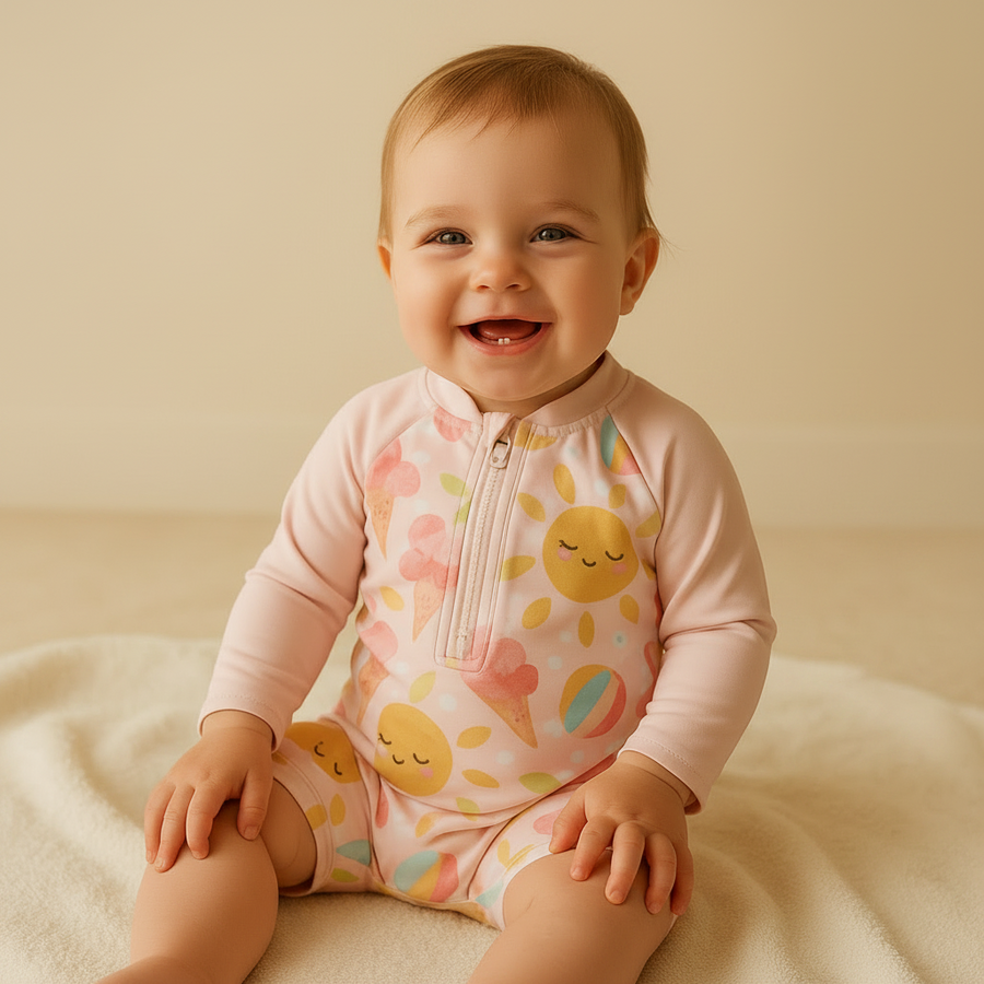 Gentle Nest AI hero image - Sunny Icecream Zip-Up Swimwear Set - Pink