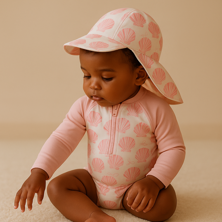 Gentle Nest AI hero image - Dreamy Shells Zip-Up Swimwear Set - Pink