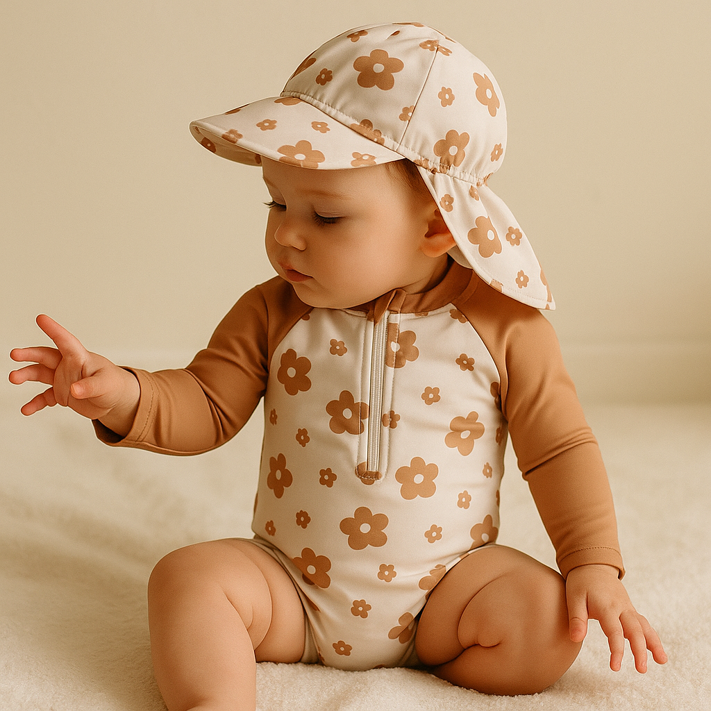 Gentle Nest AI hero image - Floral Zip-Up Swimwear Set - Camel