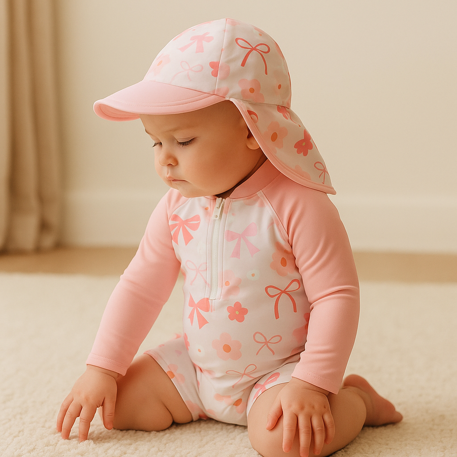 Gentle Nest AI hero image - Happy Bows Zip-Up Swimwear Set - Pink