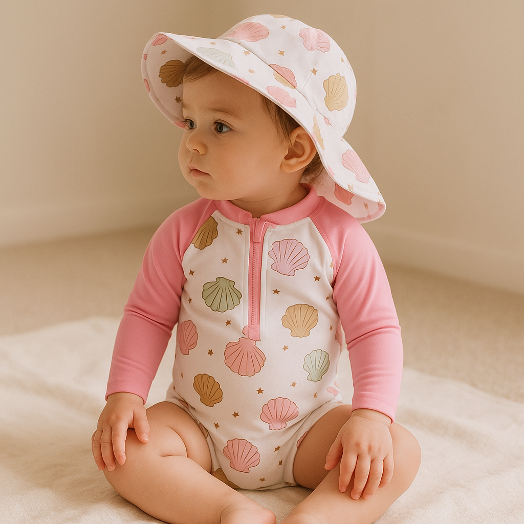 Gentle Nest AI hero image - Shells Zip-Up Swimwear Set - Pink
