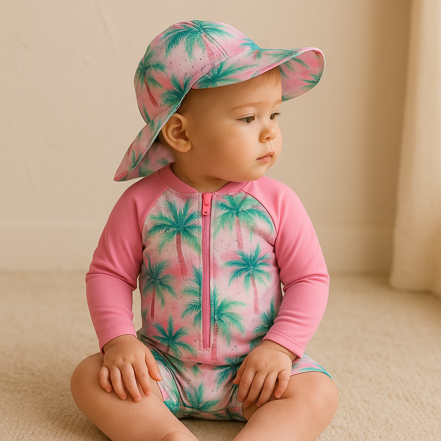 Gentle Nest AI hero image - Tropical Zip-Up Swimwear Set - Pink