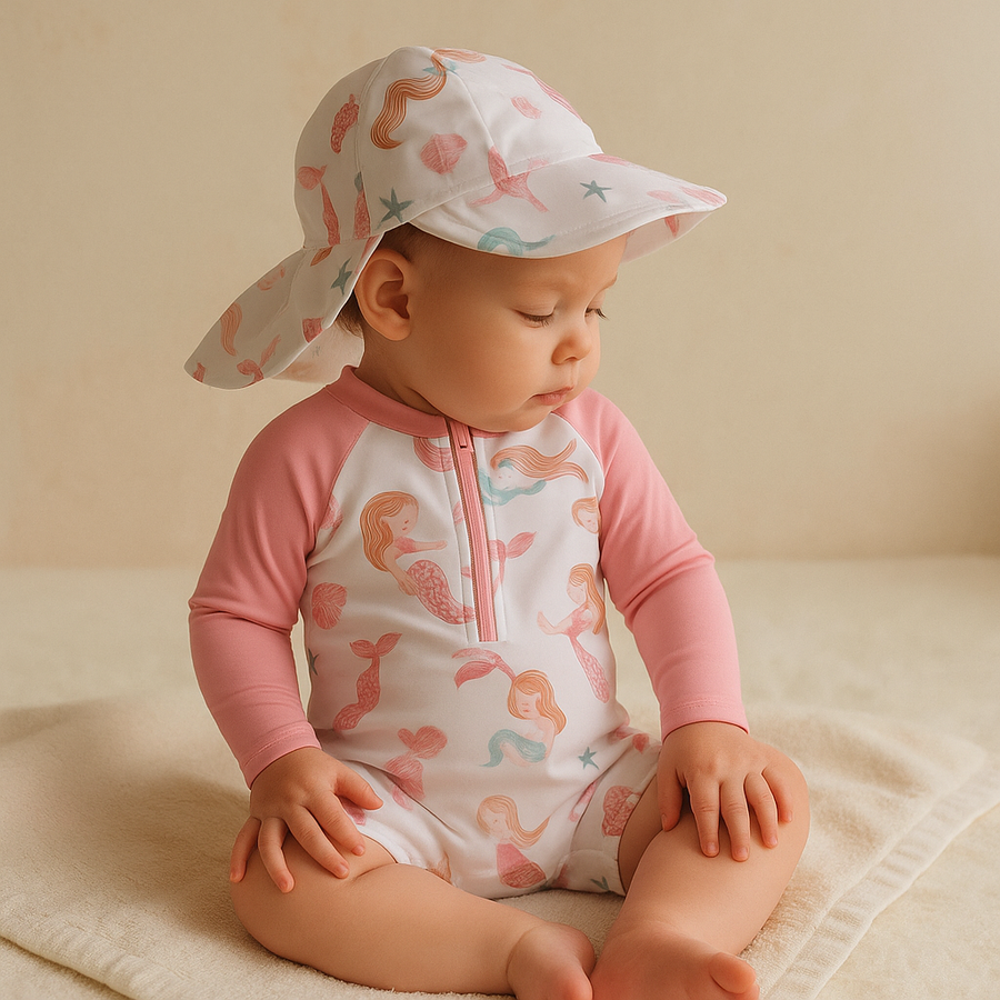 Gentle Nest AI hero image - Mermaids Zip-Up Baby Swimwear Set - Pink