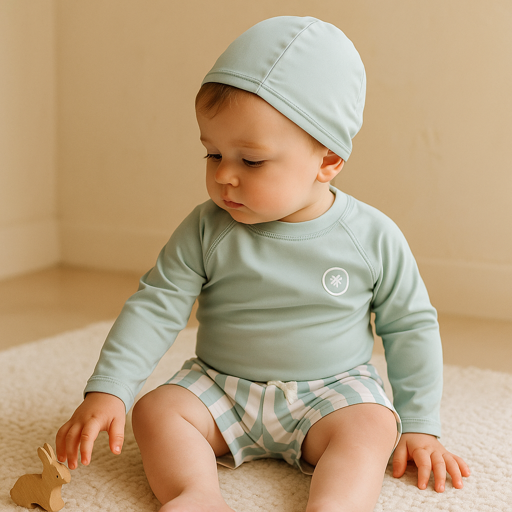 Gentle Nest AI hero image - Printed Long Sleeve Swimwear Set - Stripes