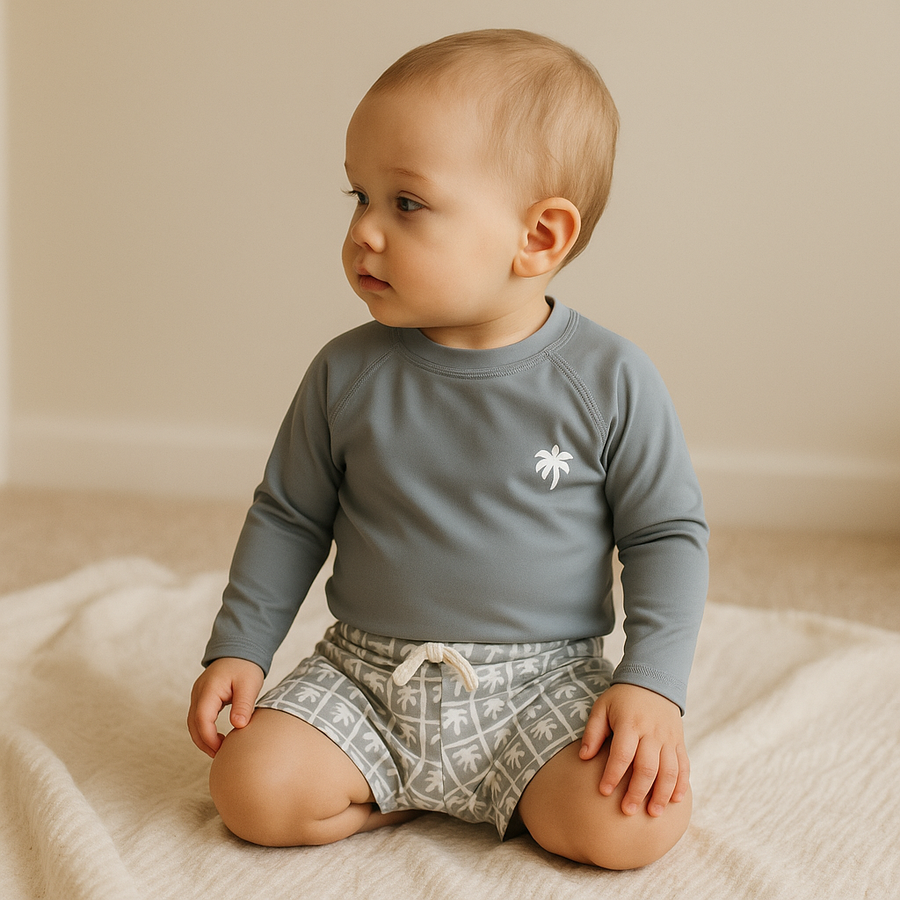 Gentle Nest AI hero image - Gray Palms Long Sleeve Swimwear Set