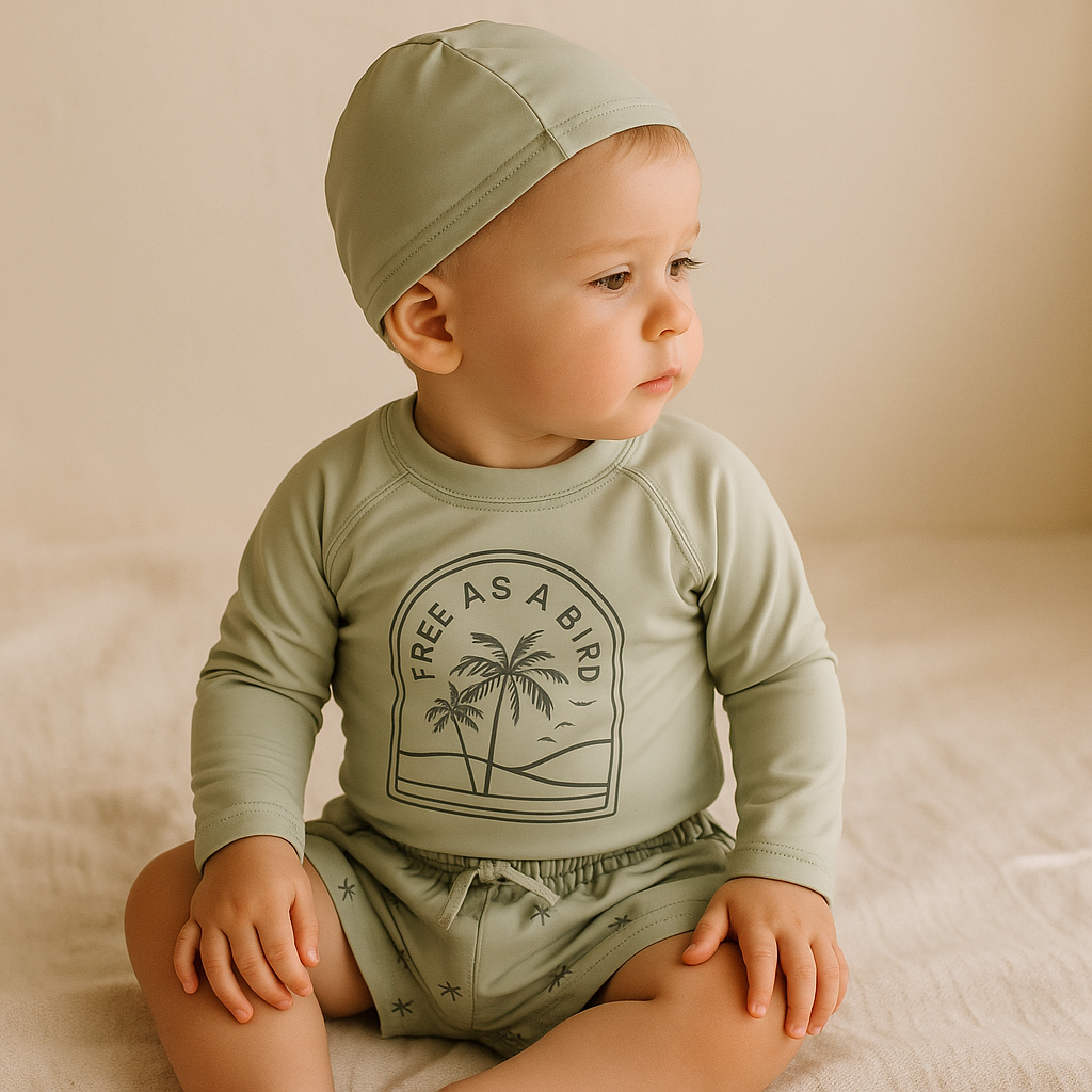 Gentle Nest AI hero image - Green Palms Long Sleeve Printed Swimwear Set