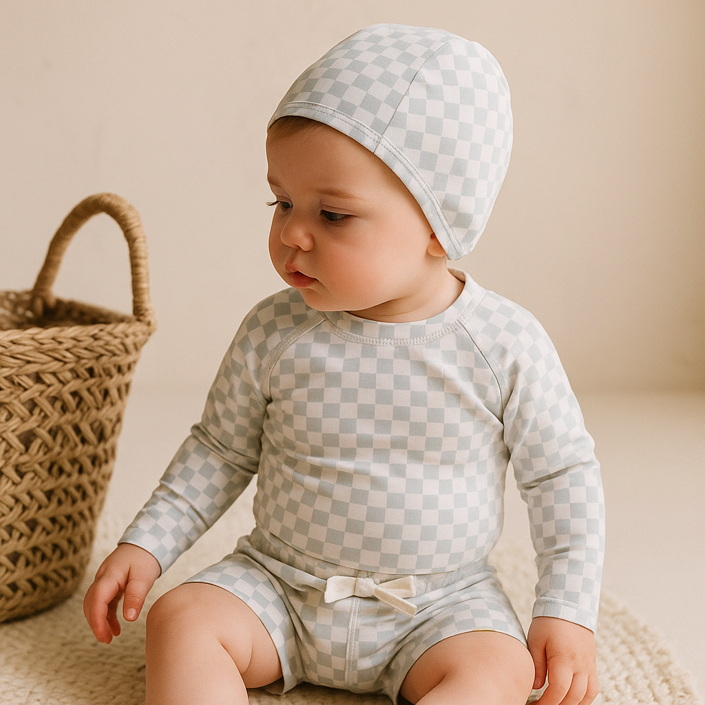 Gentle Nest AI hero image - Checkered Long Sleeve Swimwear Set