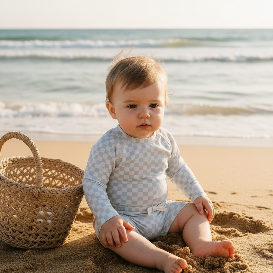 Gentle Nest AI hero image - Checkered Long Sleeve Swimwear Set