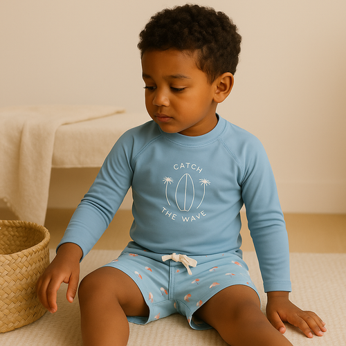 Gentle Nest AI hero image - Fun Sky Blue Long Sleeve Swimwear Set