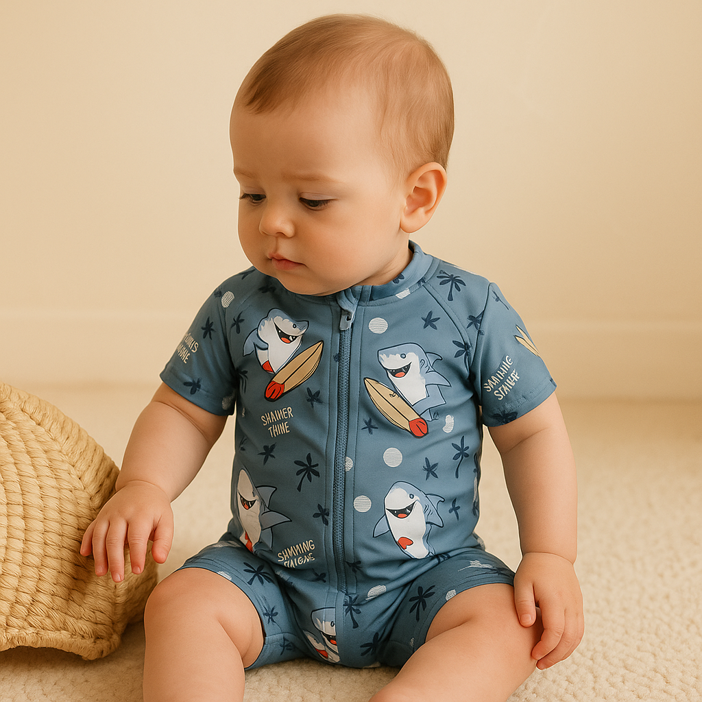 Gentle Nest AI hero image - Surfing Shark Short Sleeve Swimsuit