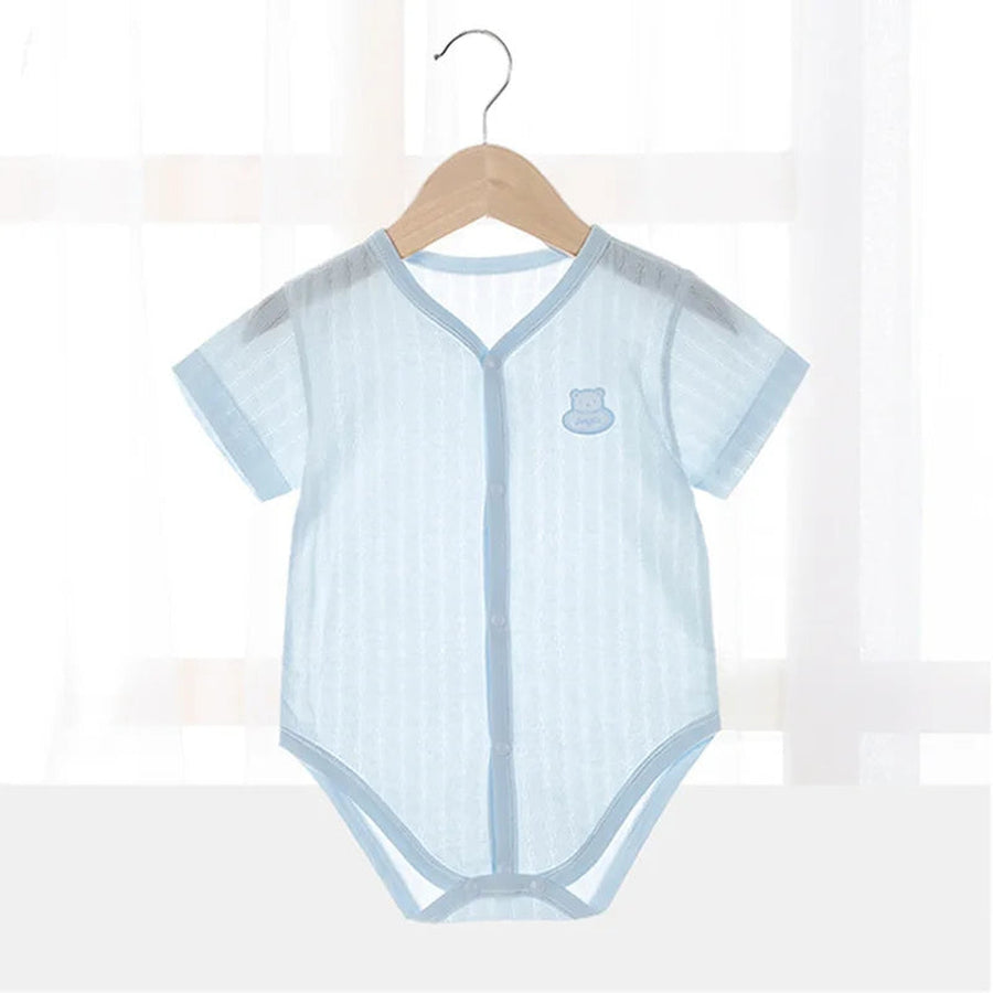 Blue knit short sleeve bodysuit