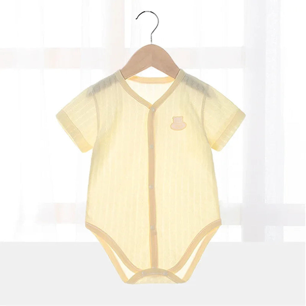 Yellow knit short sleeve bodysuit