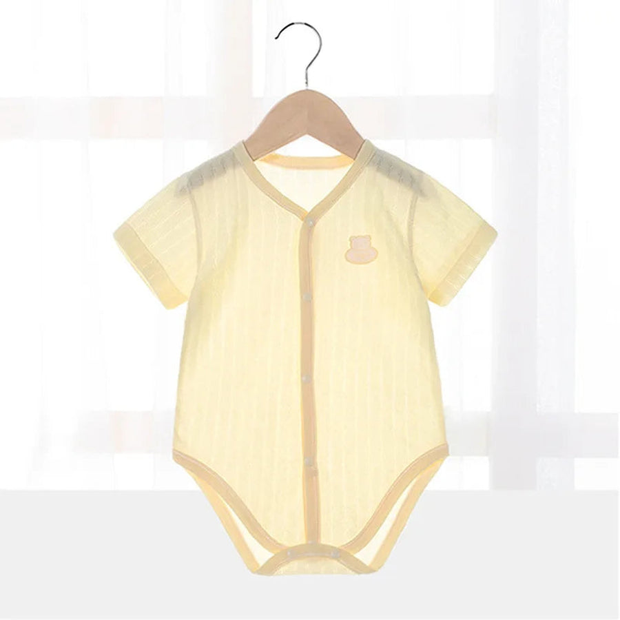 Yellow knit short sleeve bodysuit