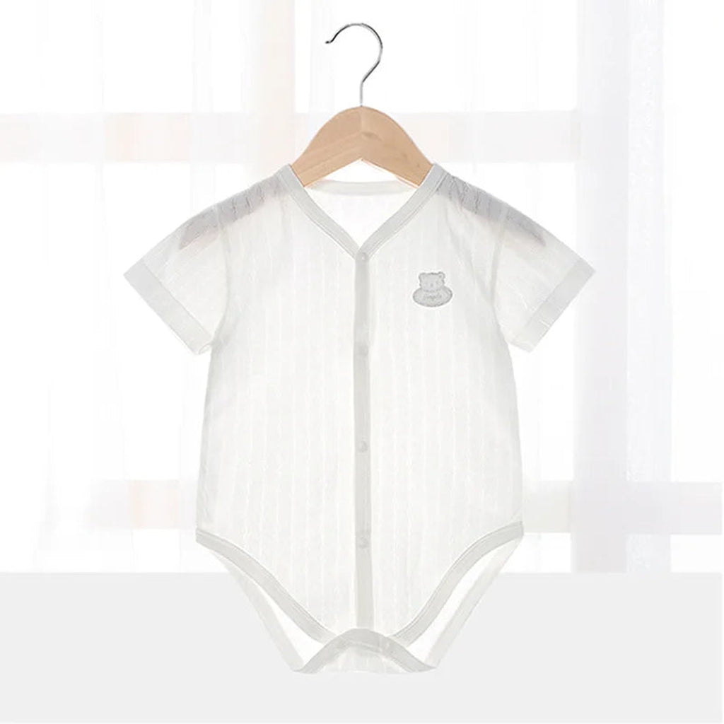 White knit short sleeve bodysuit