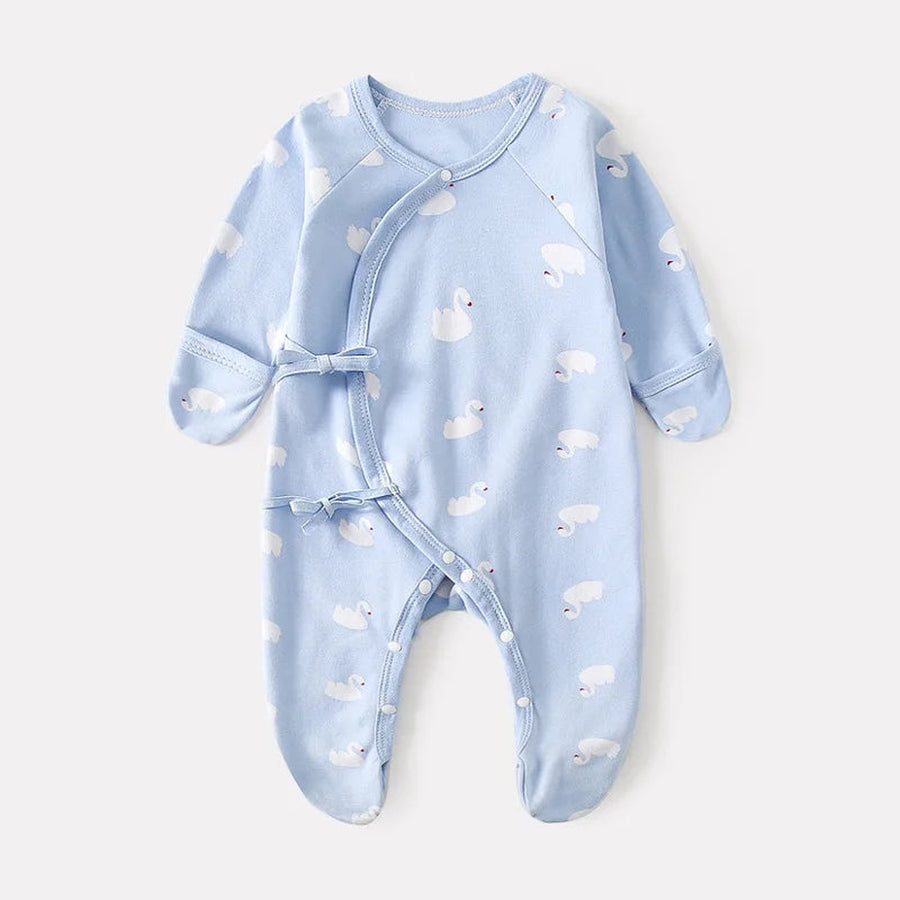 Blue swan newborn wrap footie pajama