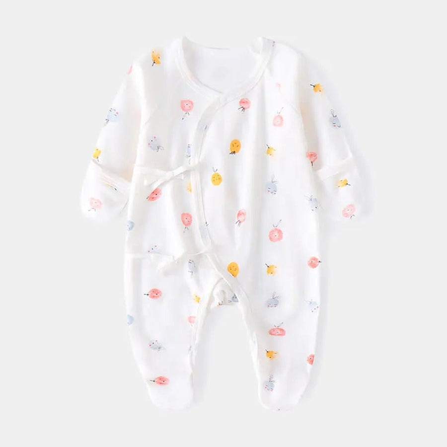 Apple print newborn wrap footie pajama