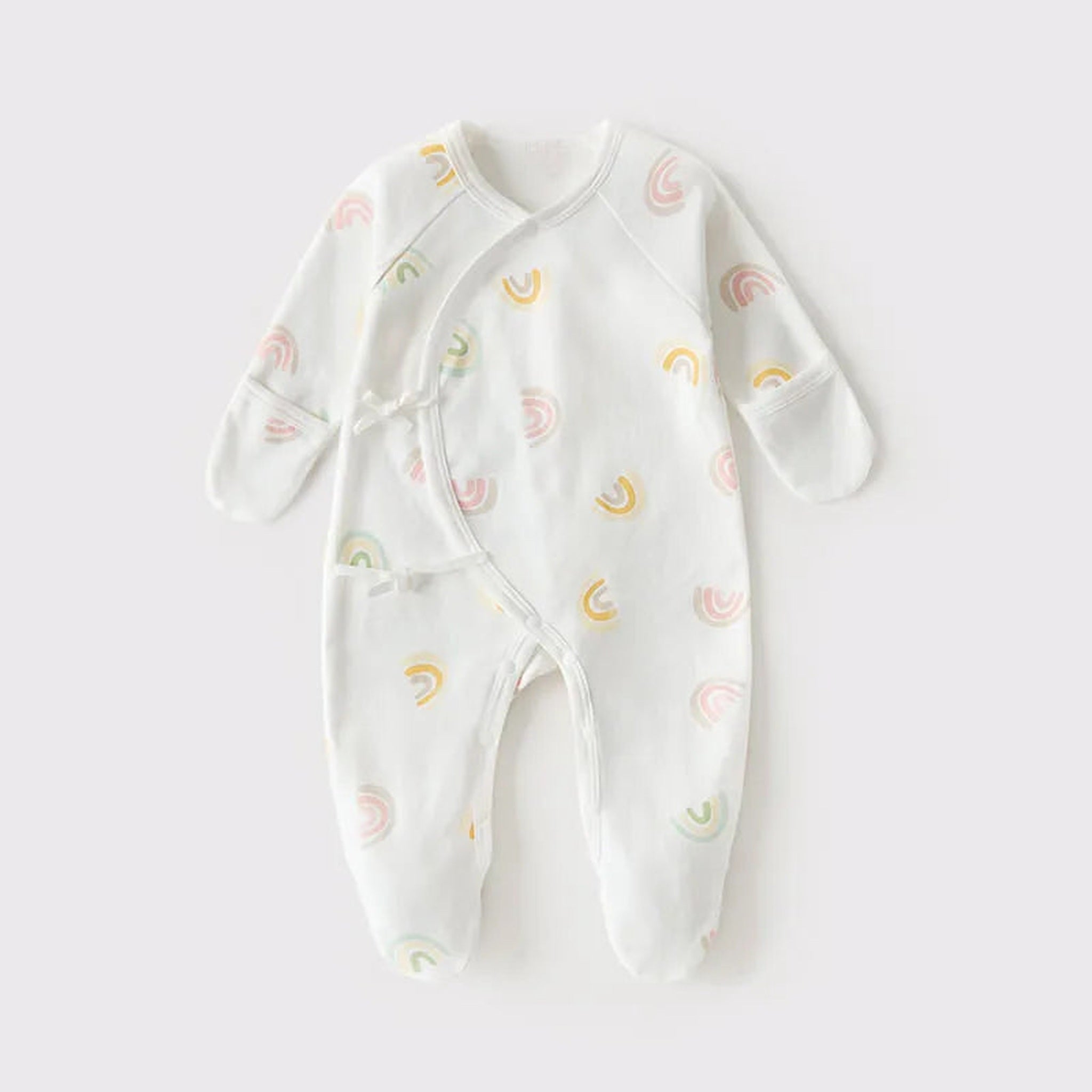 Rainbow print newborn wrap footie pajama