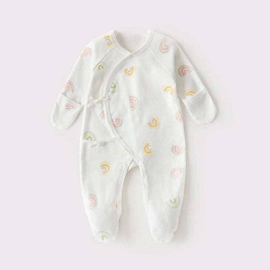 Rainbow print newborn wrap footie pajama
