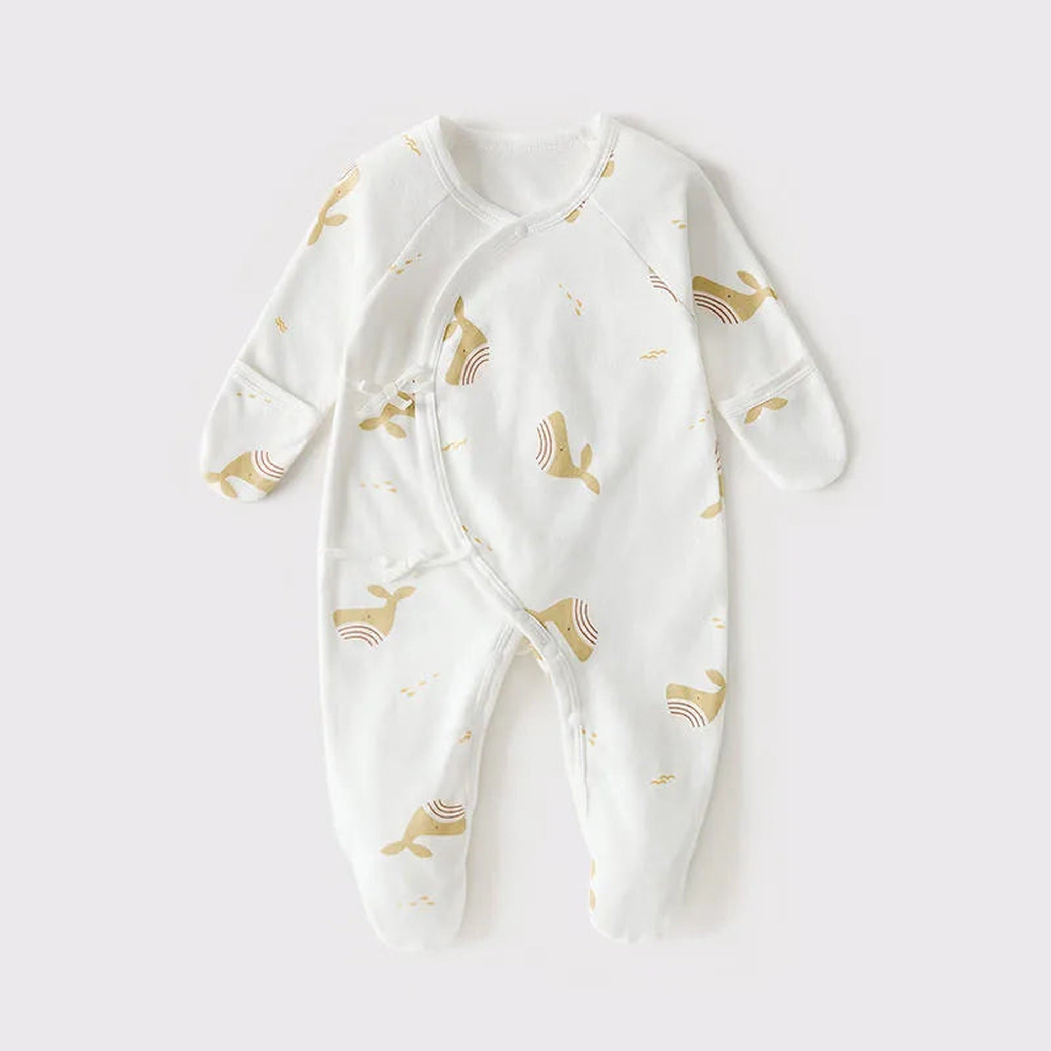 Whale print newborn wrap footie pajama