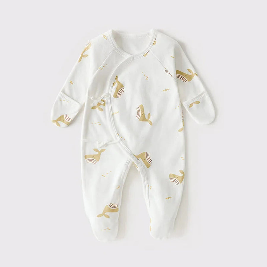 Whale print newborn wrap footie pajama
