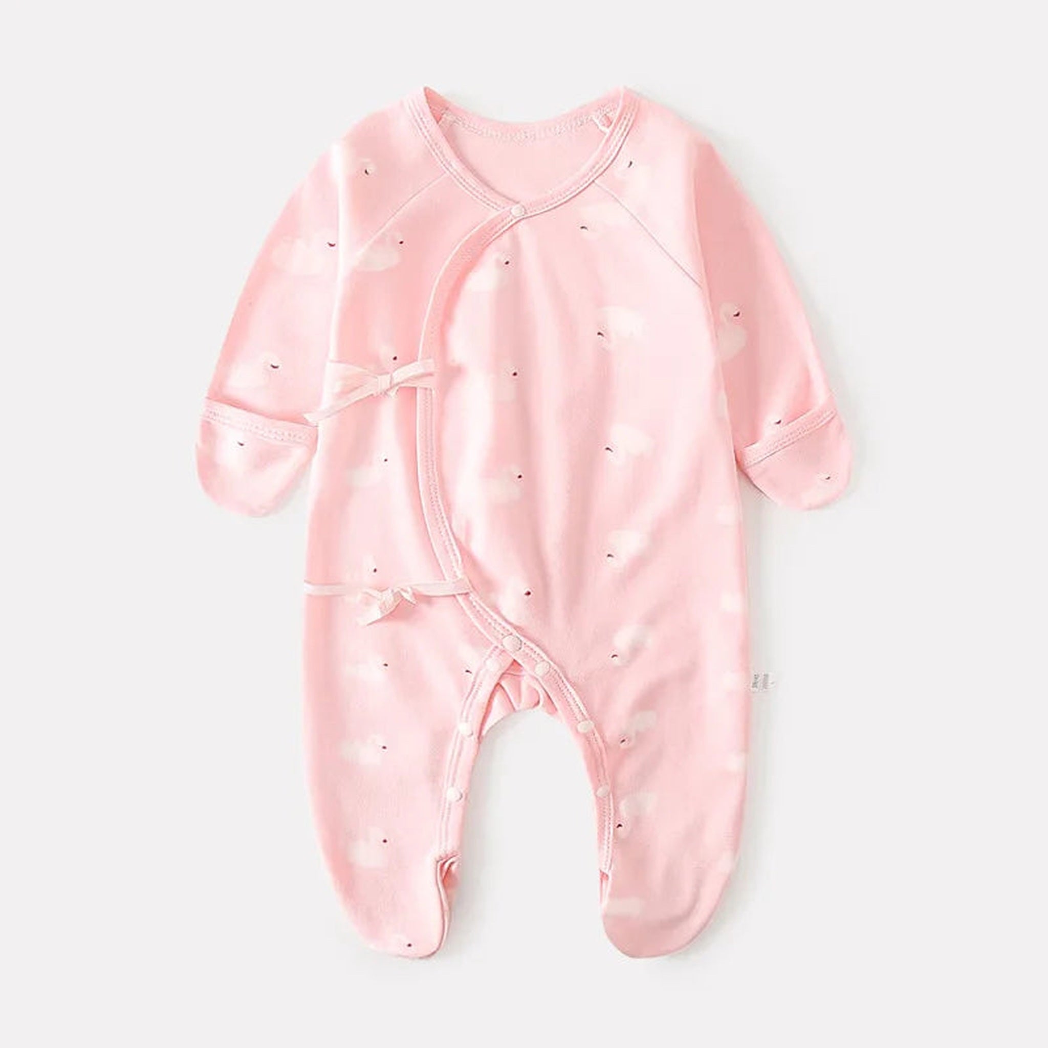Pink swan newborn wrap footie pajama