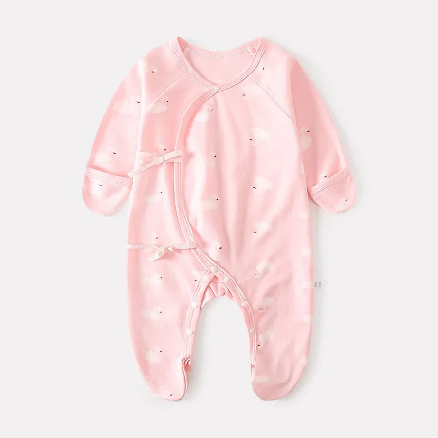 Pink swan newborn wrap footie pajama