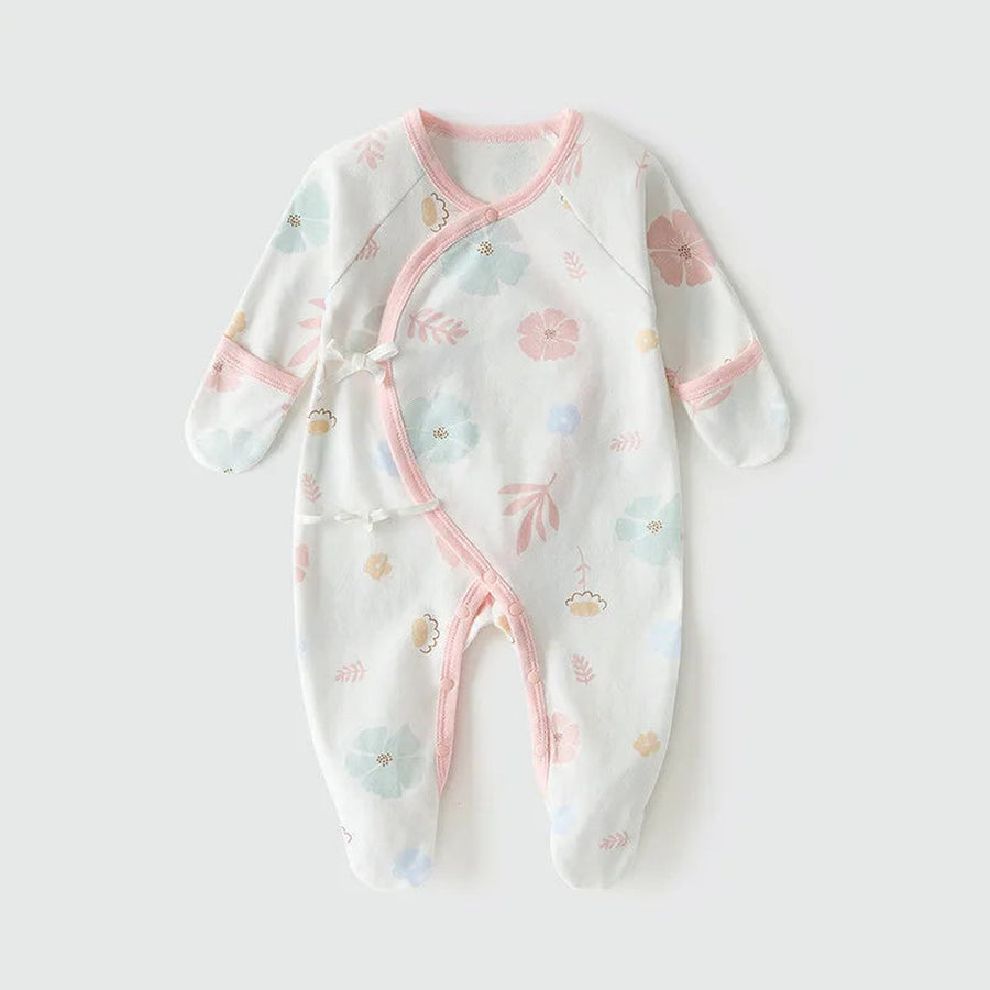 Flower print newborn wrap footie pajama