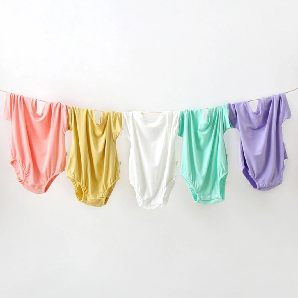Short sleeve bubble romper color assortment