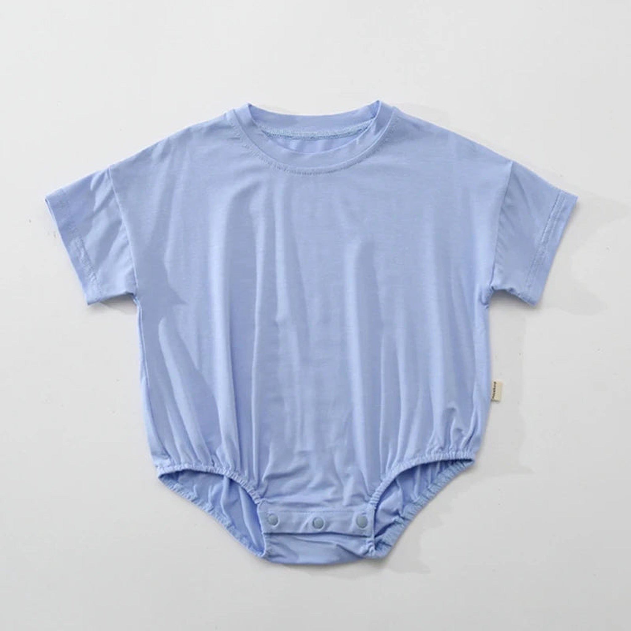 Blue short sleeve bubble romper detail