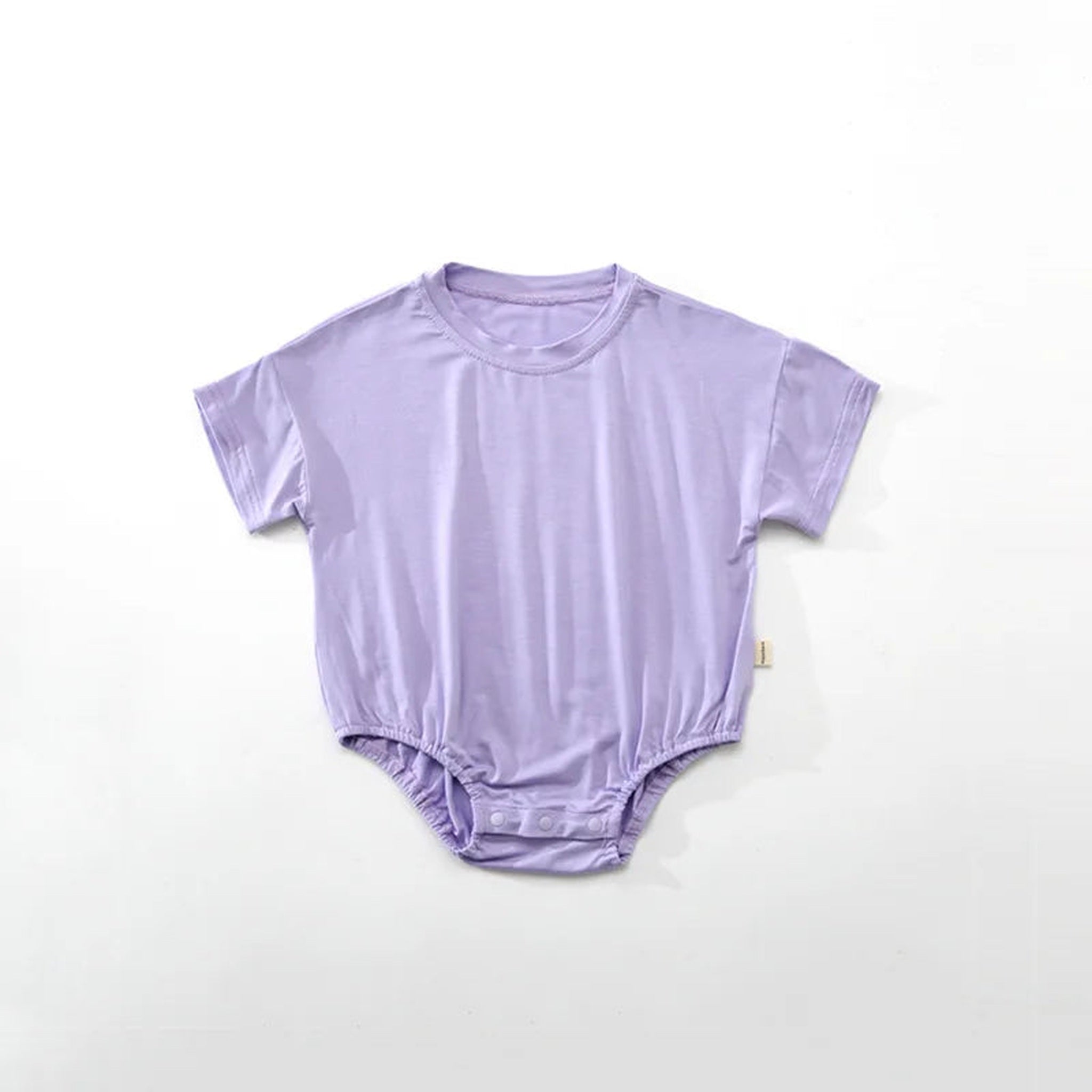Purple short sleeve bubble romper