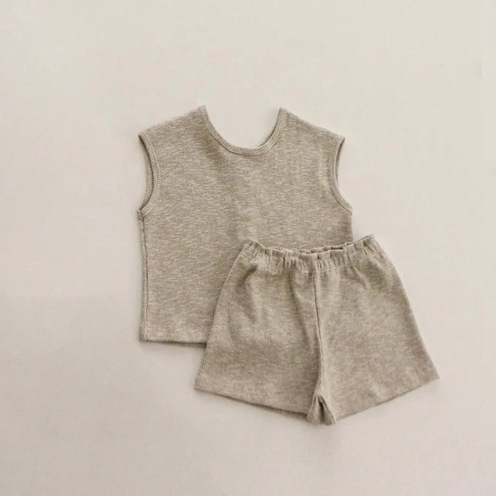 Apricot sleeveless outfit set with shorts