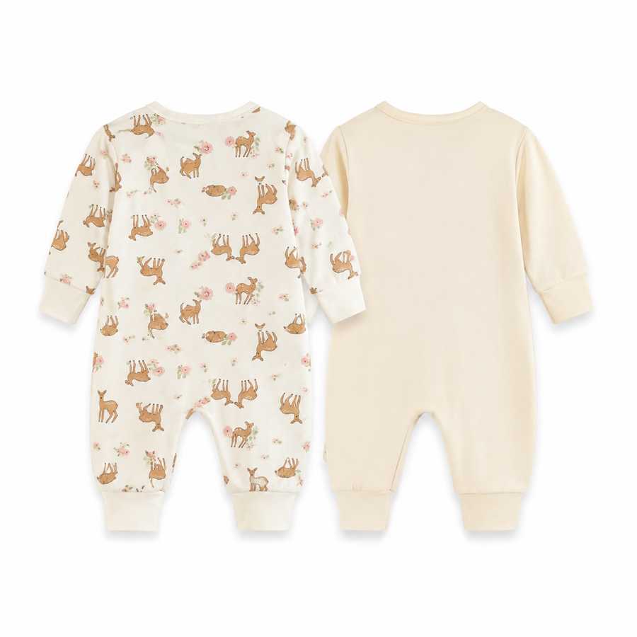 Woodland Cream 2-Pack Rompers — Woodland Cream — Back view — image 2