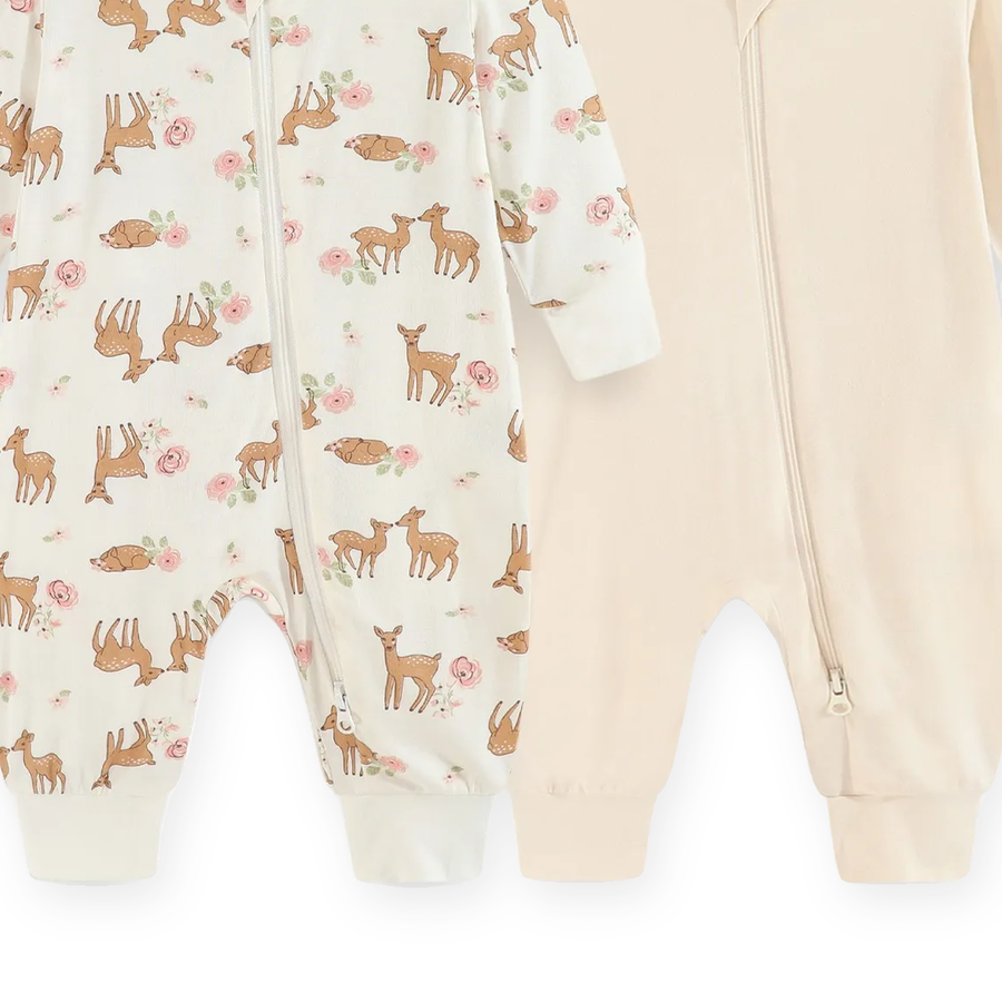 Woodland Cream 2-Pack Rompers — Woodland Cream — Fabric detail — image 7