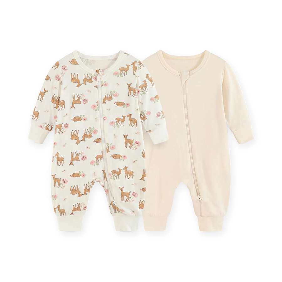 Woodland Cream 2-Pack Rompers — Woodland Cream — Front view — image 1