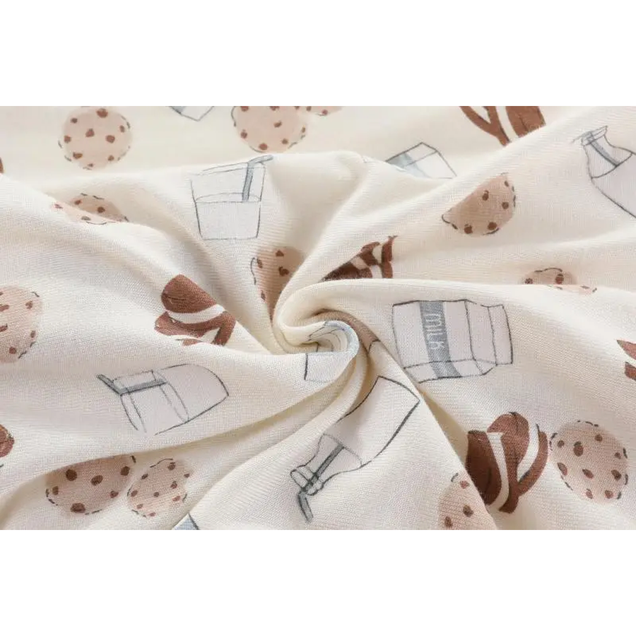 Milk & Cookies 2-Pack Rompers — Milk & Cookies + Mocha Stripe — Fabric detail — image 8