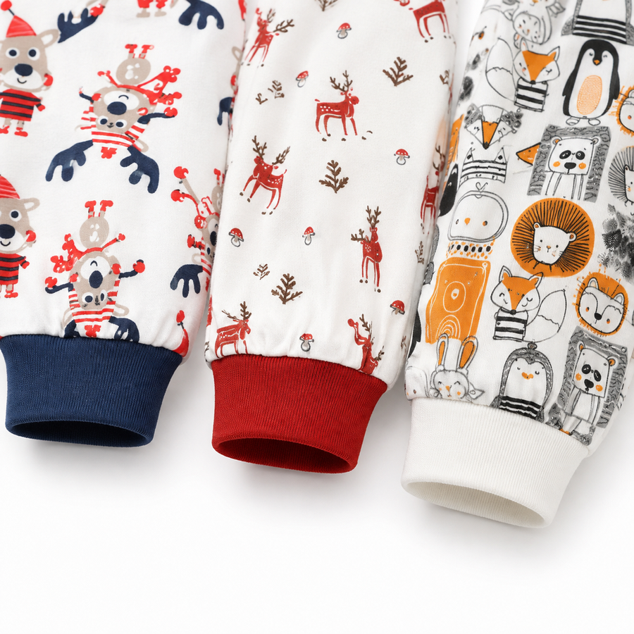 Holiday Friends 3-Pack Rompers — Holiday Friends — Cuff and foot detail — image 4
