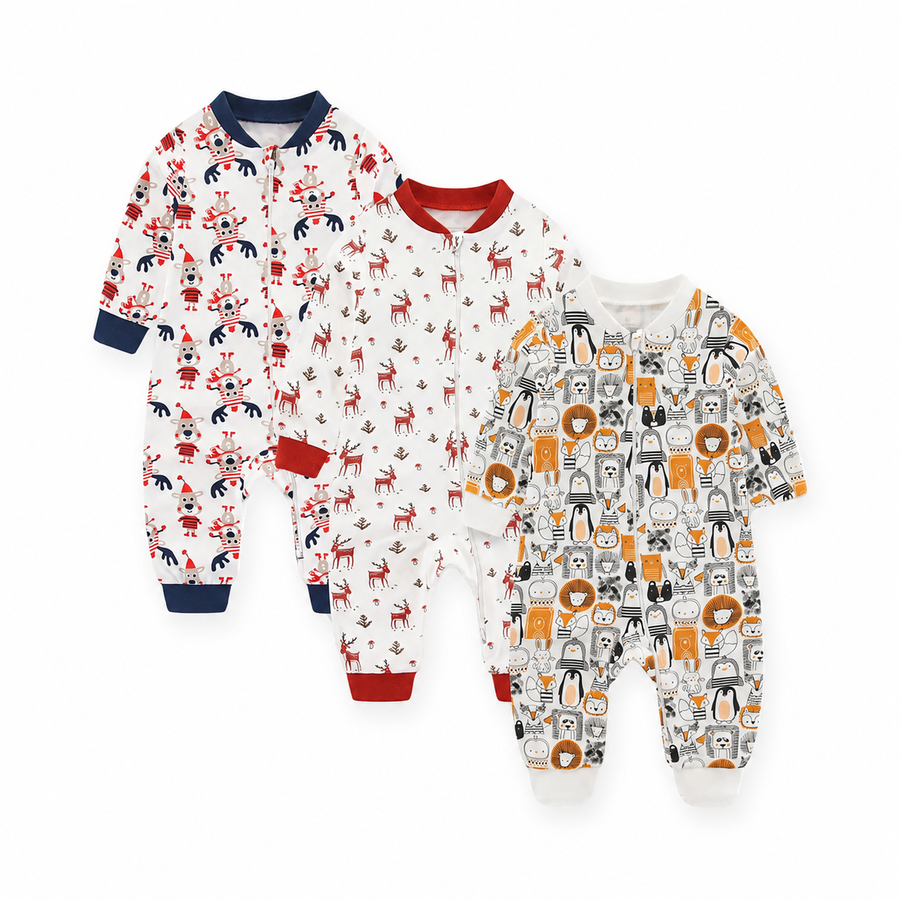 Holiday Friends 3-Pack Rompers — Holiday Friends — Front view — image 1