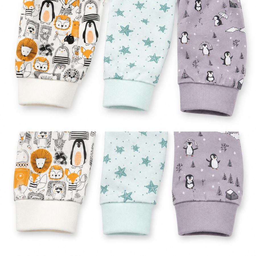 Woodland Neutrals 3-Pack Rompers — Woodland Neutrals — Cuff and foot detail — image 5