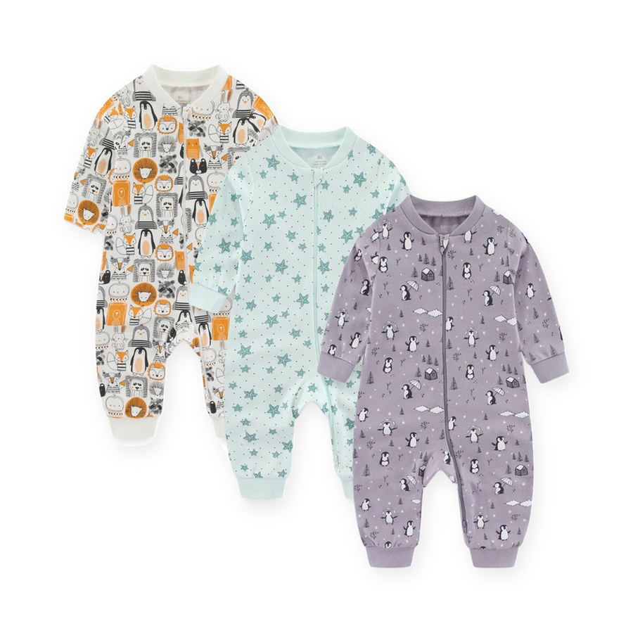 Woodland Neutrals 3-Pack Rompers — Woodland Neutrals — Front view — image 1