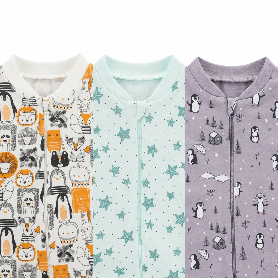 Woodland Neutrals 3-Pack Rompers — Woodland Neutrals — Neckline and seam detail — image 4