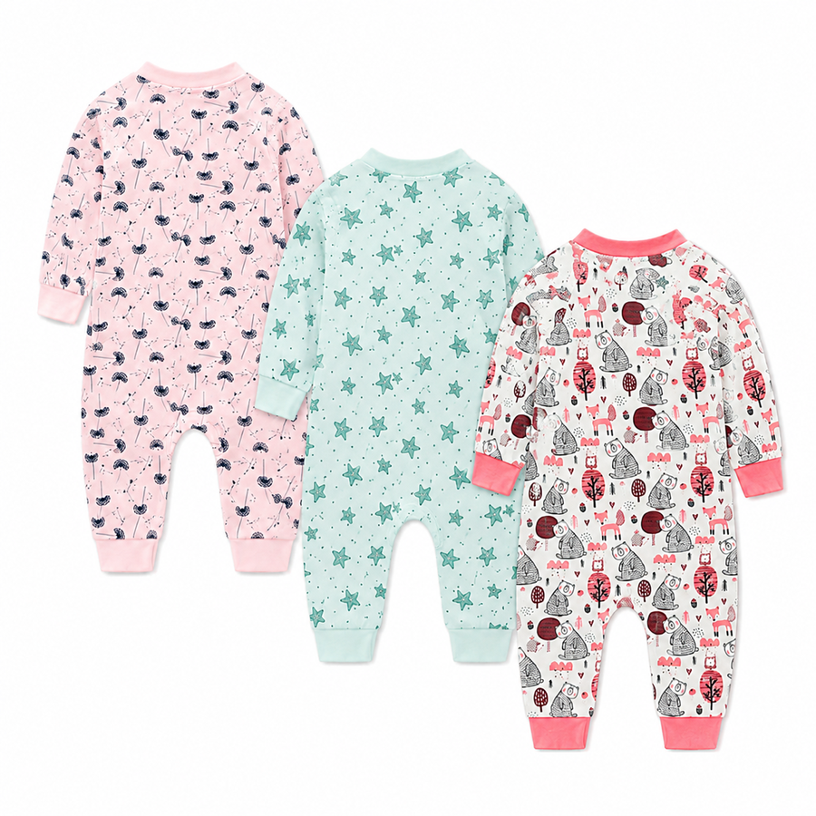 Blush Meadow 3-Pack Rompers — Blush Meadow — Back view — image 2