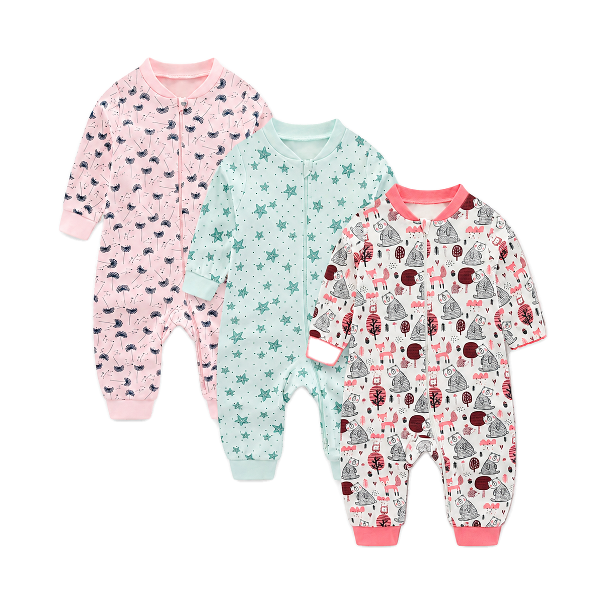 Blush Meadow 3-Pack Rompers — Blush Meadow — Front view — image 1