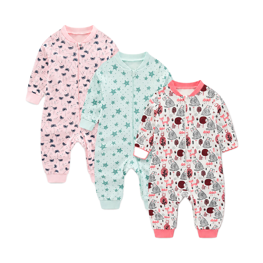 Blush Meadow 3-Pack Rompers — Blush Meadow — Front view — image 1