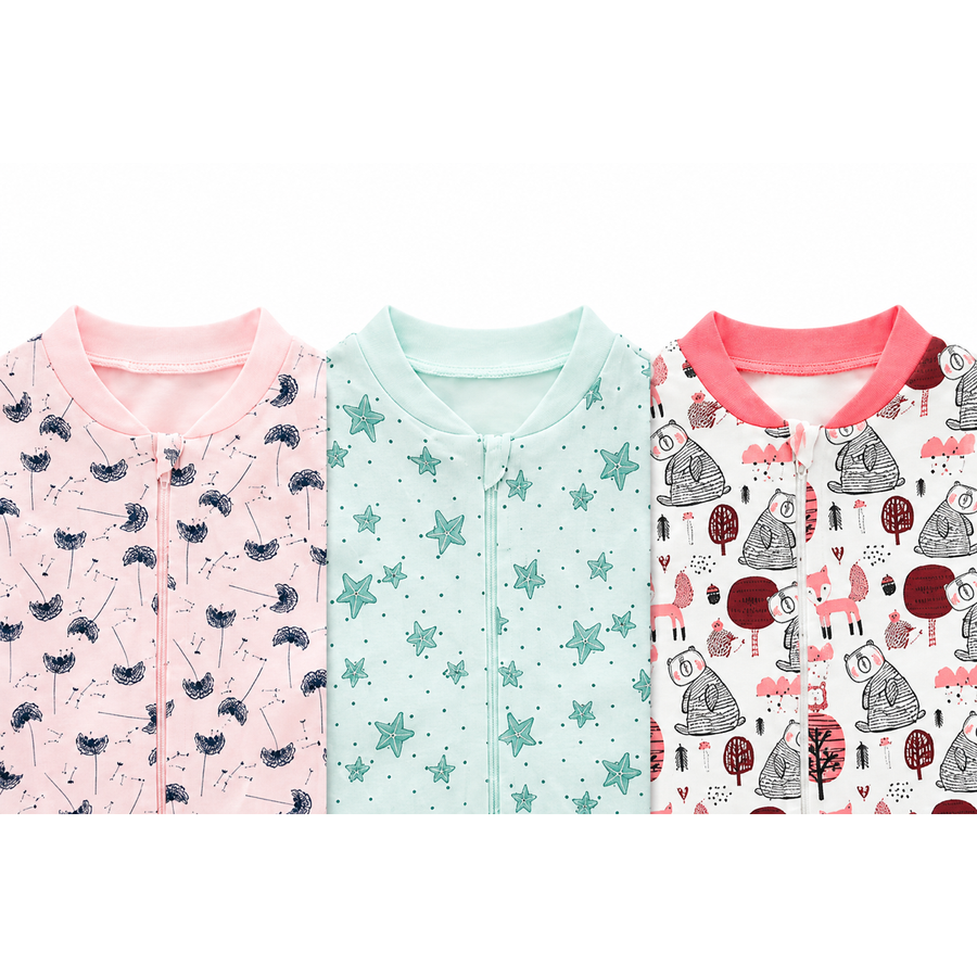 Blush Meadow 3-Pack Rompers — Blush Meadow — Zipper detail — image 3
