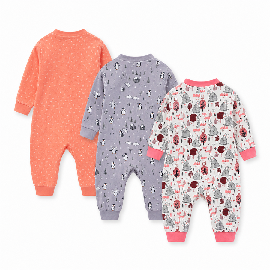 Coral Friends 3-Pack Rompers — Coral Friends — Back view — image 2