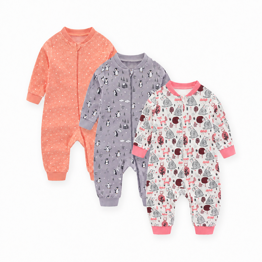 Coral Friends 3-Pack Rompers — Coral Friends — Front view — image 1