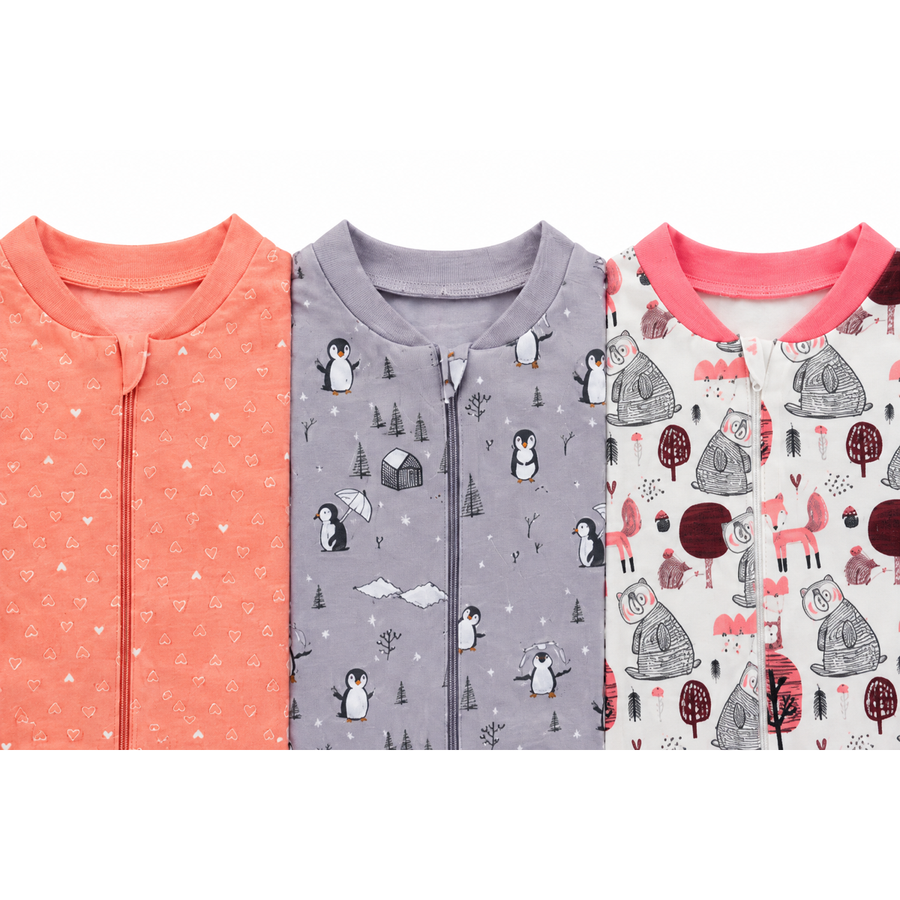 Coral Friends 3-Pack Rompers — Coral Friends — Zipper detail — image 3