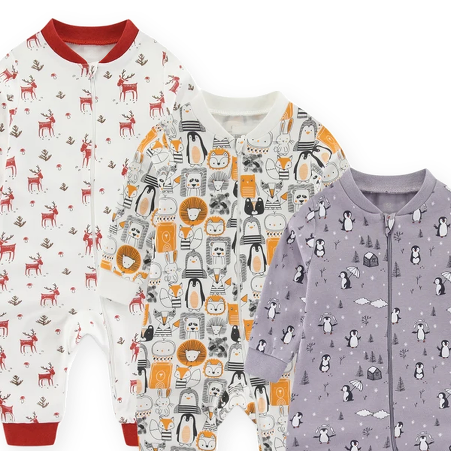Winter Friends 3-Pack Rompers — Winter Friends — Neckline and seam detail — image 4